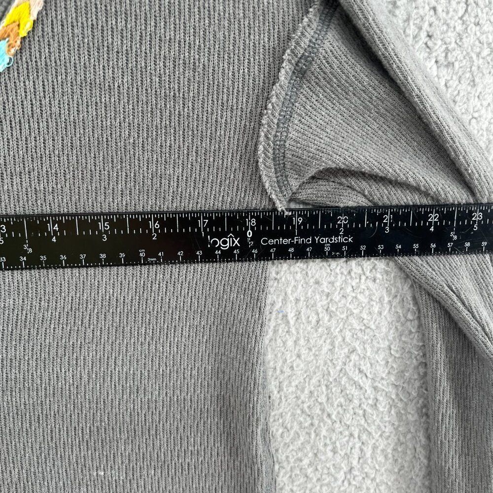 Free People Gray Long Sleeve Top with Multicolor Trim - Picture 10 of 15